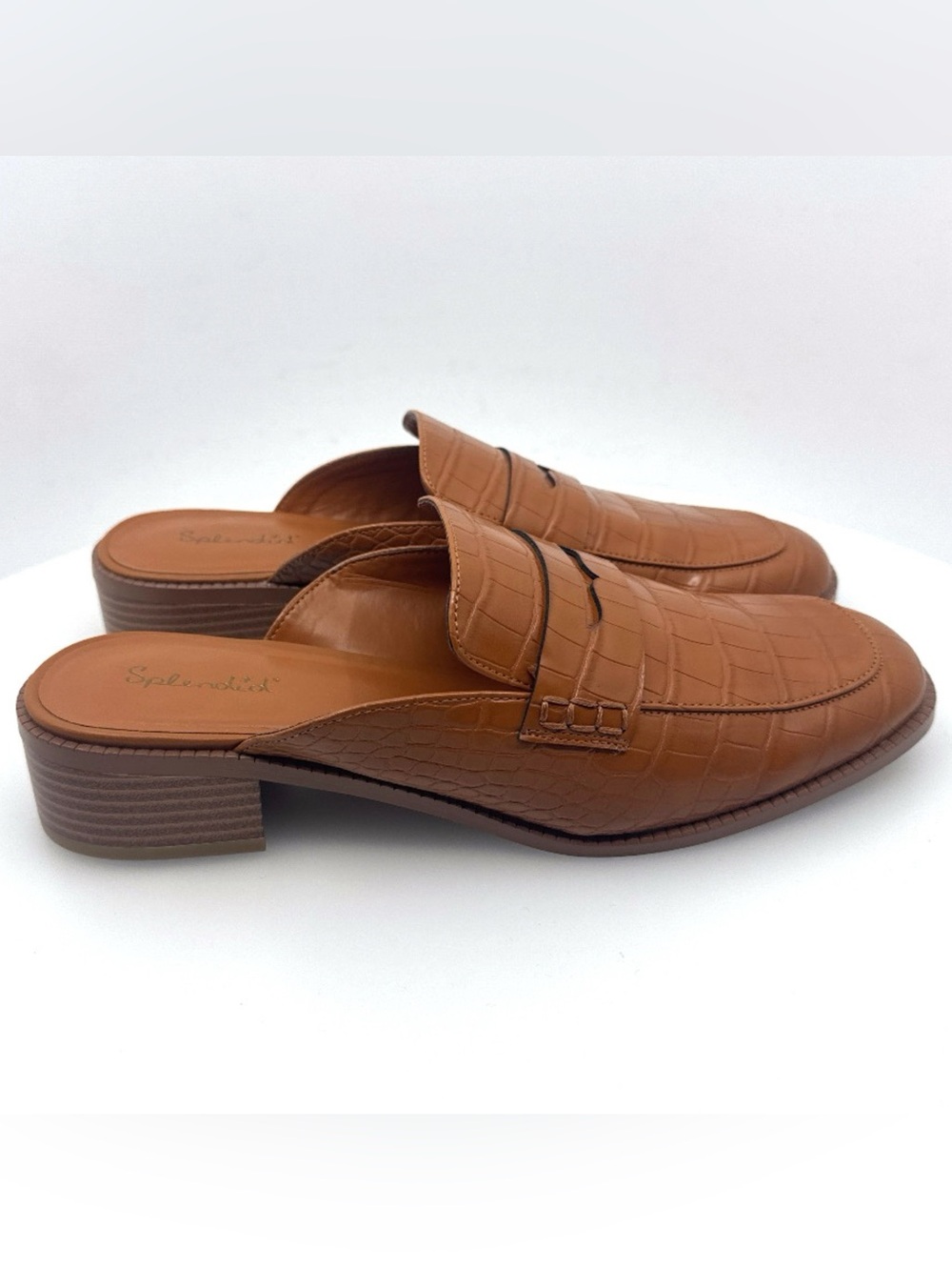 NEW Splendid Cognac Croc-Embossed Vegan Leather Mule | Work Loafers | size 10